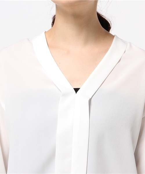 N.（N. Natural Beauty Basic）（エヌエヌナチュラルビューティーベーシック）の「テープフリルブラウス（シャツ/ブラウス・レディース・グレー/ホワイト/ブラック・MEDIUM）」の7枚目の写真