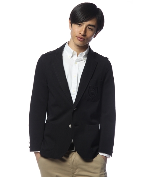 SHIPS JET BLUE(シップスジェットブルー)の「エンブレムスクールジャケット(テーラードジャケット・メンズ・ブラック/ネイビー・MEDIUM/LARGE/SMALL)」の1枚目の写真