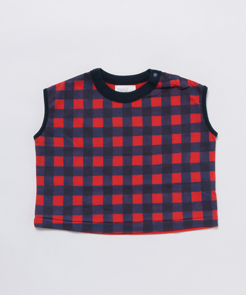 SWAP MEET MARKET(スワップミートマーケット)の「ギンガムプリント Tシャツ(Tシャツ/カットソー・キッズ・ホワイト/レッド・140/90/110/130/100/120)」の2枚目の写真