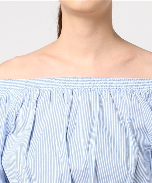 MICOAMERI（ミコアメリ）の「バックリボンオフショルブラウス（シャツ/ブラウス・レディース・ネイビー/ブルー/ホワイト・FREE）」の7枚目の写真