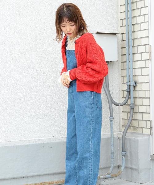 Another Edition（アナザーエディション）の「ケーブルクルーネックカーディガン（カーディガン/ボレロ・レディース・ホワイト/ブラウン/レッド・FREE）」の7枚目の写真