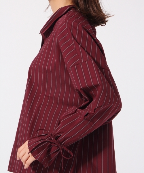 GLOBAL WORK（グローバルワーク）の「バックリボンストライプシャツ長袖2/774080（シャツ/ブラウス・レディース・ライトブルー/レッド・MEDIUM/LARGE）」の7枚目の写真