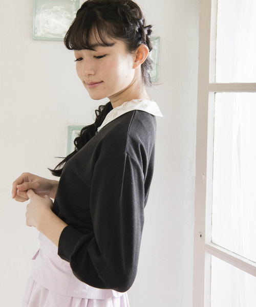 OLIVE des OLIVE(オリーブデオリーブ)の「衿付き プルオーバー(Tシャツ/カットソー・レディース・ブラック/オフホワイト/ピンク・FREE)」の6枚目の写真