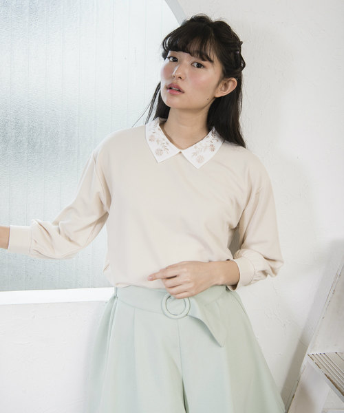 OLIVE des OLIVE(オリーブデオリーブ)の「衿付き プルオーバー(Tシャツ/カットソー・レディース・ブラック/オフホワイト/ピンク・FREE)」の5枚目の写真