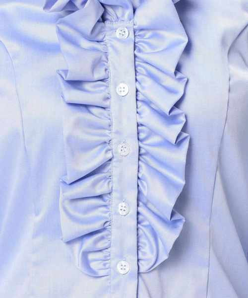 NARACAMICIE（ナラカミーチェ）の「コットンツイルフロントフリル七分袖ブラウス（シャツ/ブラウス・レディース・ホワイト/ブルー・MEDIUM/LARGE/SMALL）」の10枚目の写真