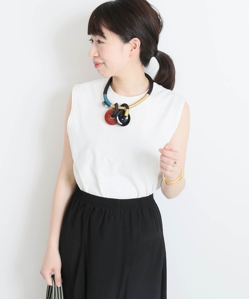 journal standard L'essage（ジャーナルスタンダードレサージュ）の「16/-ノースリーブＴシャツ#（Tシャツ/カットソー・レディース・ブラック/チャコールグレー/ホワイト・FREE）」の2枚目の写真