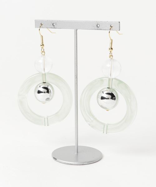 tone(トーン)の「【Eeny,meeny,miny,moe*】transparent ring pierce(ピアス(両耳用)・レディース・グリーン・FREE)」の1枚目の写真