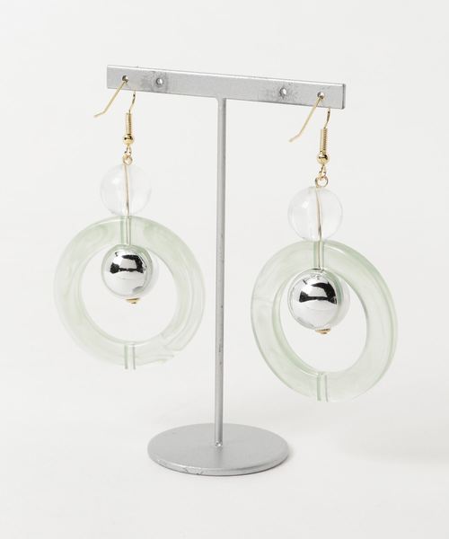 tone(トーン)の「【Eeny,meeny,miny,moe*】transparent ring pierce(ピアス(両耳用)・レディース・グリーン・FREE)」の2枚目の写真