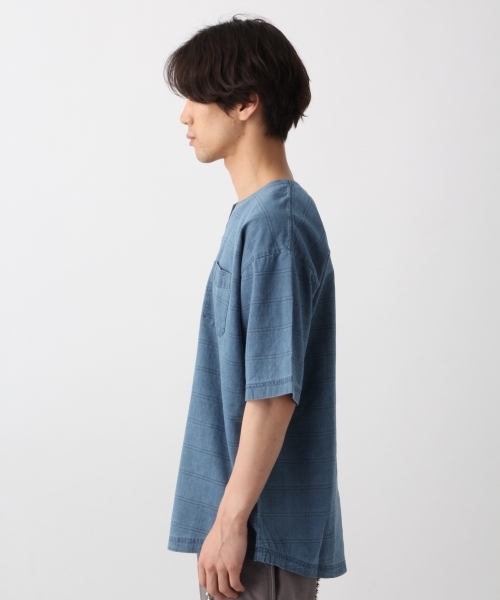 RAGEBLUE（レイジブルー）の「デニムスキッパー/797553（シャツ/ブラウス・メンズ・ライトブルー/ネイビー・LARGE/SMALL/MEDIUM）」の5枚目の写真