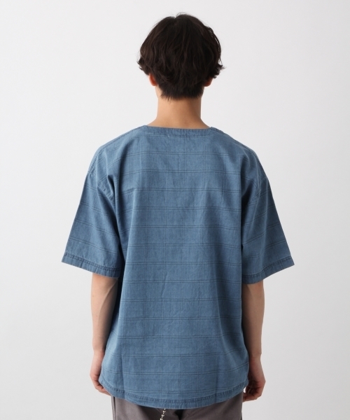 RAGEBLUE（レイジブルー）の「デニムスキッパー/797553（シャツ/ブラウス・メンズ・ライトブルー/ネイビー・LARGE/SMALL/MEDIUM）」の6枚目の写真