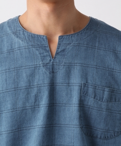 RAGEBLUE（レイジブルー）の「デニムスキッパー/797553（シャツ/ブラウス・メンズ・ライトブルー/ネイビー・LARGE/SMALL/MEDIUM）」の7枚目の写真