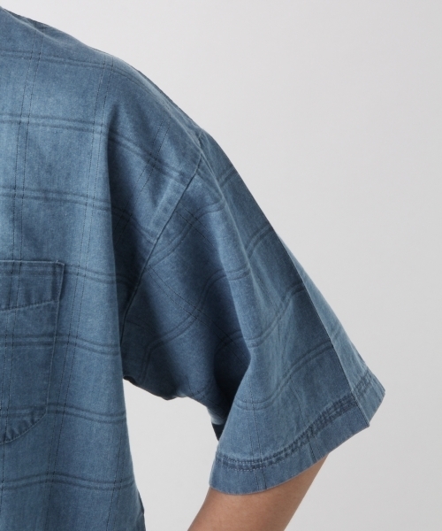 RAGEBLUE（レイジブルー）の「デニムスキッパー/797553（シャツ/ブラウス・メンズ・ライトブルー/ネイビー・LARGE/SMALL/MEDIUM）」の8枚目の写真
