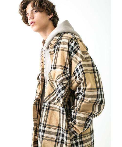 MONKEY TIME(モンキータイム)の「<monkey time> HEAVY CHECK TWILL OVER SIZED CPO/ネルシャツ ◆(シャツ/ブラウス・メンズ・ベージュ/レッド・LARGE/SMALL/MEDIUM/X-LARGE)」の3枚目の写真