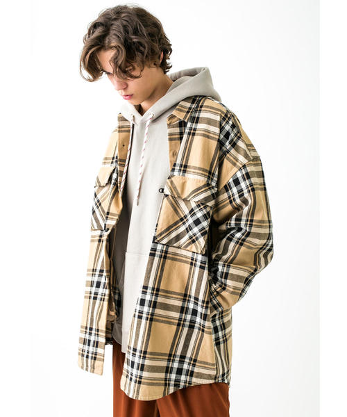 MONKEY TIME(モンキータイム)の「<monkey time> HEAVY CHECK TWILL OVER SIZED CPO/ネルシャツ ◆(シャツ/ブラウス・メンズ・ベージュ/レッド・LARGE/SMALL/MEDIUM/X-LARGE)」の4枚目の写真