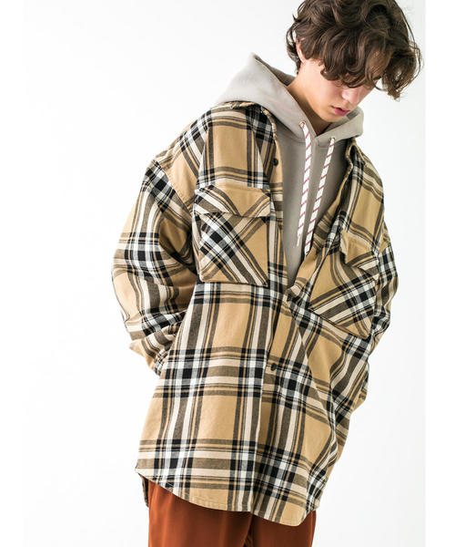 MONKEY TIME(モンキータイム)の「<monkey time> HEAVY CHECK TWILL OVER SIZED CPO/ネルシャツ ◆(シャツ/ブラウス・メンズ・ベージュ/レッド・LARGE/SMALL/MEDIUM/X-LARGE)」の6枚目の写真