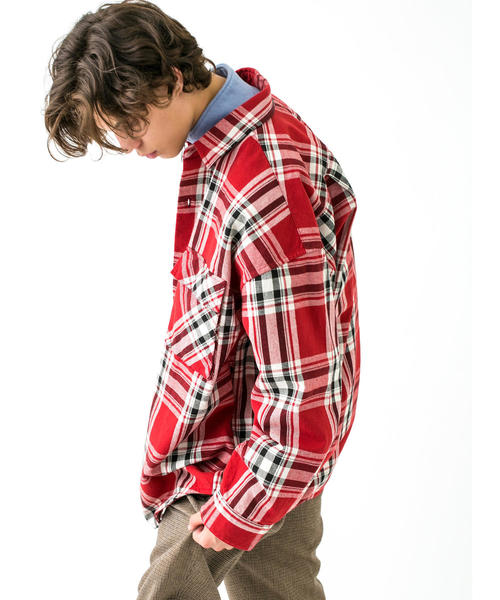 MONKEY TIME(モンキータイム)の「<monkey time> HEAVY CHECK TWILL OVER SIZED CPO/ネルシャツ ◆(シャツ/ブラウス・メンズ・ベージュ/レッド・LARGE/SMALL/MEDIUM/X-LARGE)」の13枚目の写真