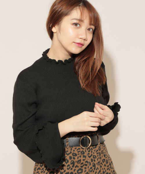 apres jour(アプレジュール)の「フリルネックニットトップス【ZOZOTOWN限定アイテム】(ニット/セーター・レディース・ブラウン系その他/ベージュ/ブラック/アイボリー/スモークピンク/ピンク系その他/その他・フリー)」の3枚目の写真