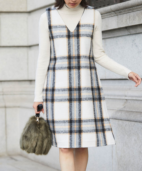 &. NOSTALGIA（アンドドットノスタルジア）の「チェック柄ジャンパースカート（ジャンパースカート・レディース・アイボリー・FREE）」の6枚目の写真