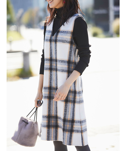 &. NOSTALGIA（アンドドットノスタルジア）の「チェック柄ジャンパースカート（ジャンパースカート・レディース・アイボリー・FREE）」の10枚目の写真