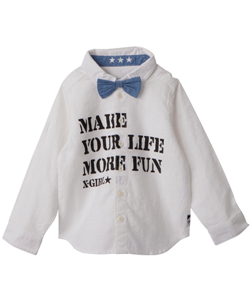 X-girl Stages（エックスガールステージス）の「MAKE YOUR LIFE L/S SHIRT（シャツ/ブラウス・キッズ・ホワイト/ピンク/ブルー・6T/5T/7T/4T）」の2枚目の写真