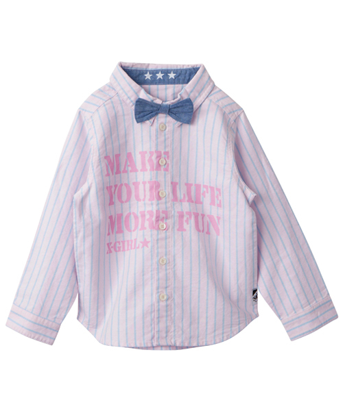 X-girl Stages（エックスガールステージス）の「MAKE YOUR LIFE L/S SHIRT（シャツ/ブラウス・キッズ・ホワイト/ピンク/ブルー・6T/5T/7T/4T）」の3枚目の写真
