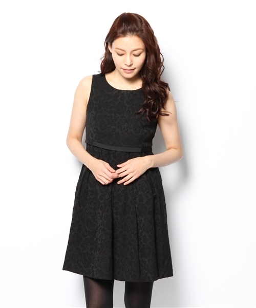 Ray BEAMS（レイビームス）の「□Ray BEAMS / ジャカード タックフレアーワンピース（ワンピース・レディース・ブラック/ネイビー・1/0）」の12枚目の写真