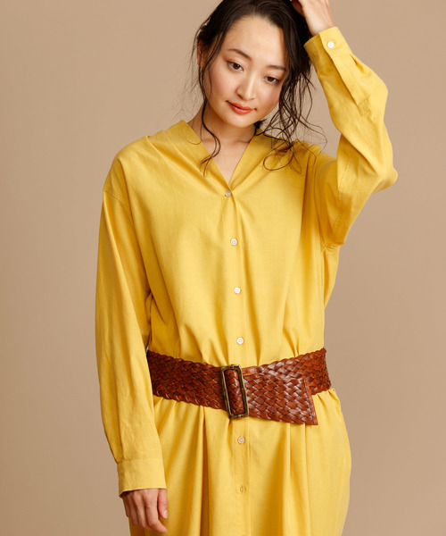 Munich（ミューニック）の「リヨセルコットンリネンＶネックシャツワンピース（ワンピース・レディース・ホワイト/ベージュ/カーキ/イエロー・FREE）」の15枚目の写真