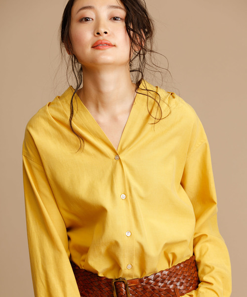 Munich（ミューニック）の「リヨセルコットンリネンＶネックシャツワンピース（ワンピース・レディース・ホワイト/ベージュ/カーキ/イエロー・FREE）」の9枚目の写真