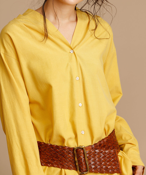 Munich（ミューニック）の「リヨセルコットンリネンＶネックシャツワンピース（ワンピース・レディース・ホワイト/ベージュ/カーキ/イエロー・FREE）」の11枚目の写真