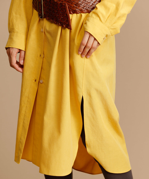 Munich（ミューニック）の「リヨセルコットンリネンＶネックシャツワンピース（ワンピース・レディース・ホワイト/ベージュ/カーキ/イエロー・FREE）」の13枚目の写真