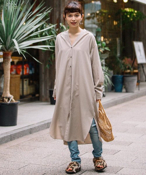 Munich（ミューニック）の「リヨセルコットンリネンＶネックシャツワンピース（ワンピース・レディース・ホワイト/ベージュ/カーキ/イエロー・FREE）」の7枚目の写真