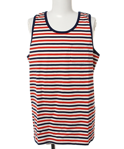 WEGO(ウィゴー)の「WEGO/ボーダータンクトップ(タンクトップ・メンズ・ブラック/トリコロール・LARGE/MEDIUM)」の8枚目の写真