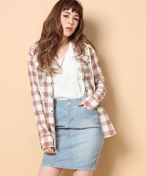 goa（ゴア）の「ｶｯﾄﾃﾞﾆﾑ×ﾃﾞﾆﾑ ひざ丈スカート（デニムスカート・レディース・ブルー・FREE）」の12枚目の写真