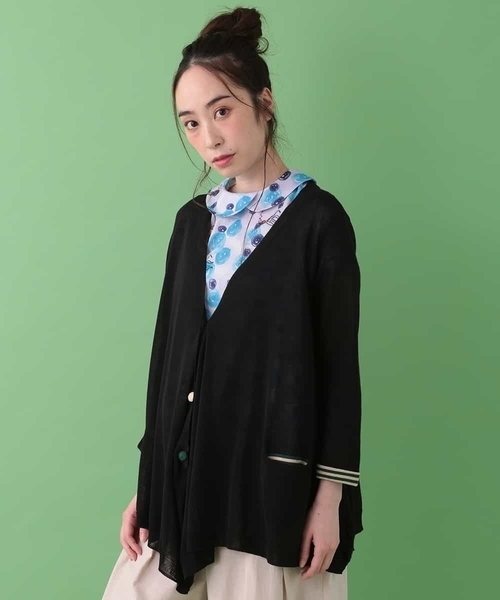 Jocomomola(ホコモモラ)の「変形ロングカーディガン(カーディガン)」|ブラック