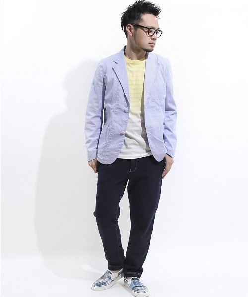 coen（コーエン）の「ボーダーグラデーションポケットTシャツ（Tシャツ/カットソー・メンズ・ライトブルー/イエロー・SMALL/LARGE/MEDIUM/X-LARGE）」の4枚目の写真