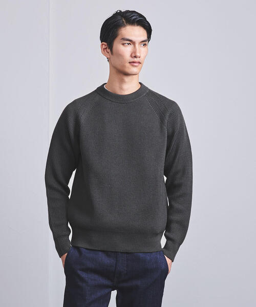 UNITED ARROWS（ユナイテッドアローズ）の「<UNITED ARROWS> ミディアムゲージ アゼ クルーネック（ニット/セーター・メンズ・ネイビー/ブラック/シャーベット/ダークグレー・L/XL/S/M）」の3枚目の写真