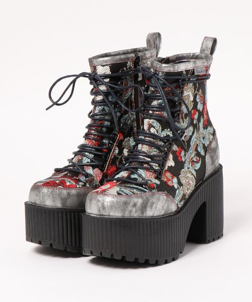 Yosuke ヨースケ 厚底レースアップショートブーツ