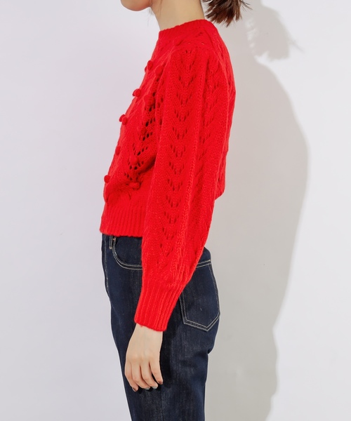 natural couture(ナチュラルクチュール)の「透かしポンポンレトロニット(ニット/セーター・レディース・ベージュ/レッド/アイボリー・FREE)」の14枚目の写真