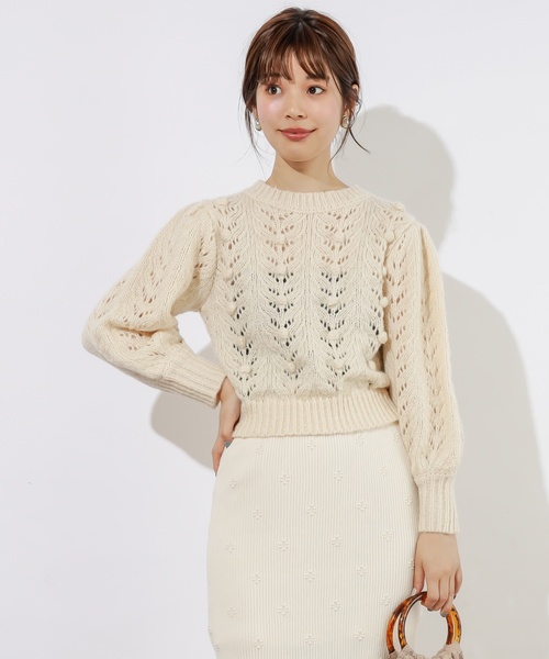 natural couture(ナチュラルクチュール)の「透かしポンポンレトロニット(ニット/セーター・レディース・ベージュ/レッド/アイボリー・FREE)」の22枚目の写真