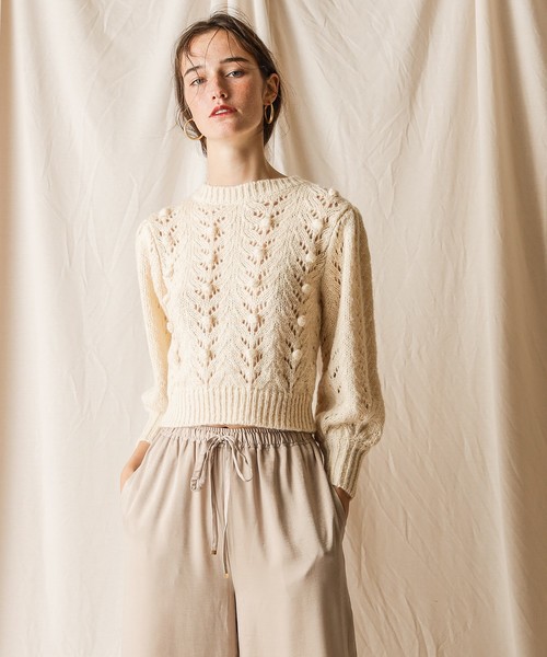 natural couture(ナチュラルクチュール)の「透かしポンポンレトロニット(ニット/セーター・レディース・ベージュ/レッド/アイボリー・FREE)」の20枚目の写真