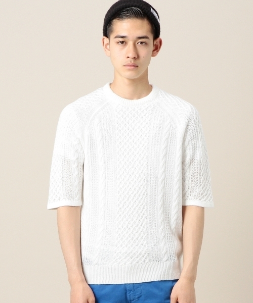 BEAUTY&YOUTH UNITED ARROWS(ビューティーアンドユースユナイテッドアローズ)の「BY リネン アラン 5スリーブ ニット(ニット/セーター・メンズ・ホワイト/グレー/ネイビー・LARGE/MEDIUM/SMALL)」の4枚目の写真