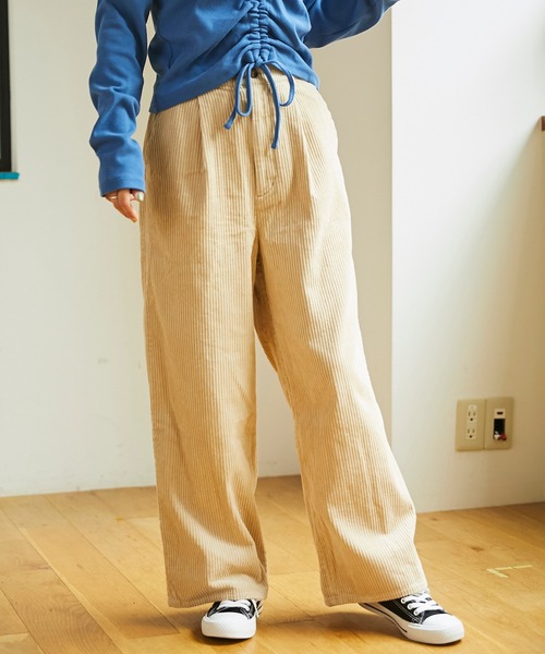 WEGO（ウィゴー）の「WEGO/【WEB限定】【セットアップ対応商品】コーデュロイタックストレートワイドパンツ（スラックス・レディース・ブラック/ベージュ/パープル/アイボリー/カーキ/ライトグレー/ホワイト/グリーン系その他・SMALL/MEDIUM/LARGE/X-SMALL）」の11枚目の写真