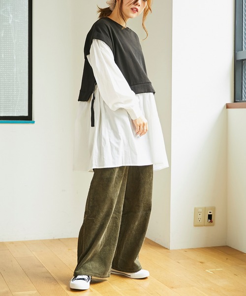 WEGO（ウィゴー）の「WEGO/【WEB限定】【セットアップ対応商品】コーデュロイタックストレートワイドパンツ（スラックス・レディース・ブラック/ベージュ/パープル/アイボリー/カーキ/ライトグレー/ホワイト/グリーン系その他・SMALL/MEDIUM/LARGE/X-SMALL）」の20枚目の写真