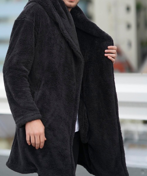 HARLEM ROUNGE(ハーレムラウンジ)の「Harlem Rounge/ボアパーカーコート(その他アウター・メンズ・ブラック/グレー・MEDIUM/LARGE)」の5枚目の写真