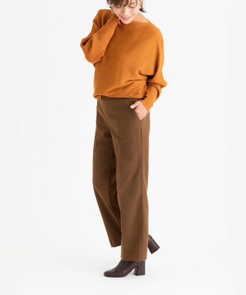 ZAKKA-BOX(ザッカボックス)の「ソフト起毛美シルエットストレートパンツ(スラックス・レディース・ブラウン/ピンク/ブラック/ライトグレー・L/M)」の1枚目の写真
