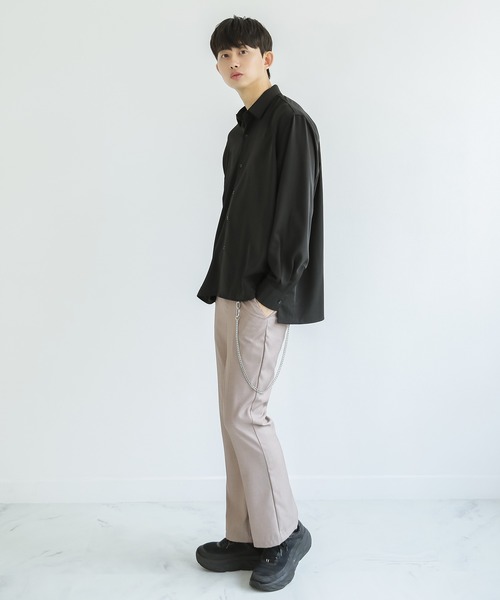 Niell(ニール)の「ドレープ オーバーサイズシャツ(シャツ/ブラウス・メンズ・チャコール/カーキ/ネイビー/ブラック/ベージュ/ホワイト・M/L)」の21枚目の写真