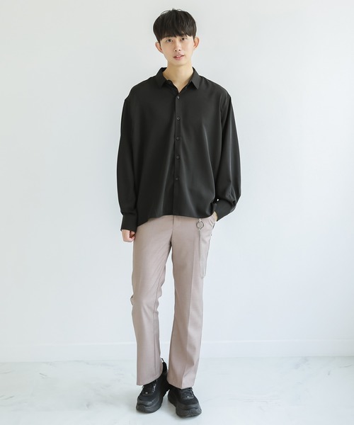 Niell(ニール)の「ドレープ オーバーサイズシャツ(シャツ/ブラウス・メンズ・チャコール/カーキ/ネイビー/ブラック/ベージュ/ホワイト・M/L)」の19枚目の写真