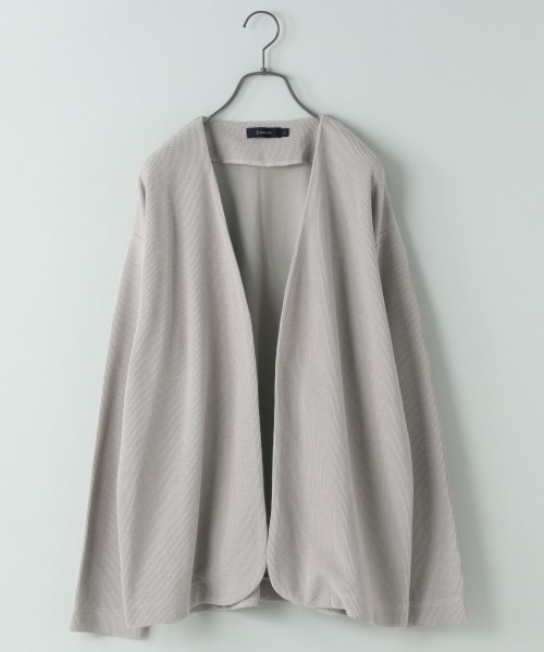 RAGEBLUE（レイジブルー）の「配色ノーカラーカーデ/870722（カーディガン/ボレロ・メンズ・ライトグレー/ベージュ/ネイビー/ブラウン・SMALL/MEDIUM/LARGE）」の3枚目の写真