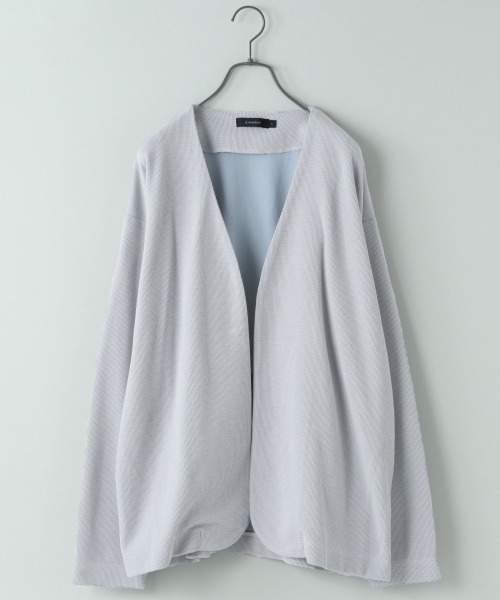 RAGEBLUE（レイジブルー）の「配色ノーカラーカーデ/870722（カーディガン/ボレロ・メンズ・ライトグレー/ベージュ/ネイビー/ブラウン・SMALL/MEDIUM/LARGE）」の2枚目の写真