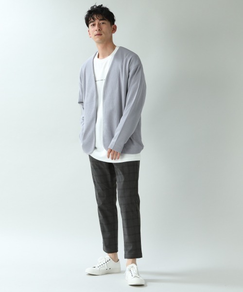 RAGEBLUE（レイジブルー）の「配色ノーカラーカーデ/870722（カーディガン/ボレロ・メンズ・ライトグレー/ベージュ/ネイビー/ブラウン・SMALL/MEDIUM/LARGE）」の5枚目の写真